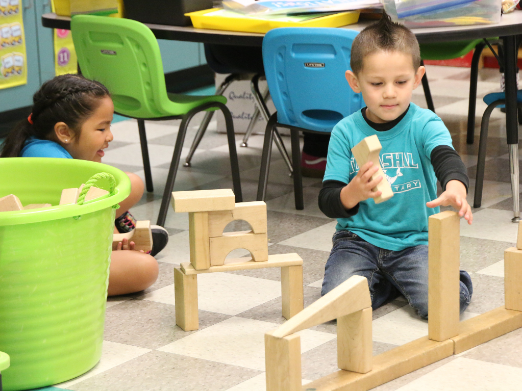 Kindergarten students playing